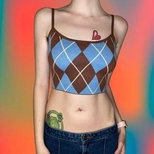Kendall & Kylie Pacsun argyle cropped tank size small